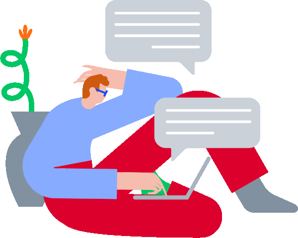 Illustration représentant une personne dialoguant via son ordinateur